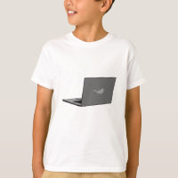 Grey Laptop with Bird Logo Cartoon