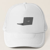 Grey Laptop with Bird Logo Cartoon