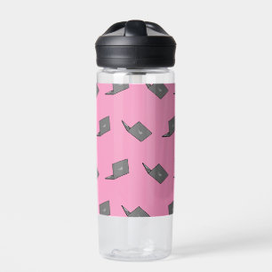 Grey Laptop with Bird Logo Cartoon Water Bottle