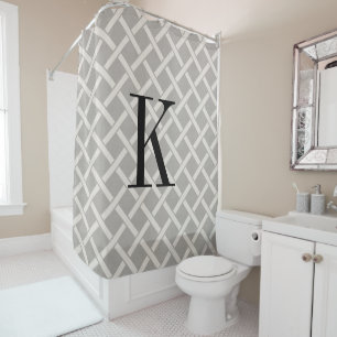 Grey Lattice Large Monogram   Farmhouse Bathroom