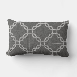 Grey Lattice Outdoor Lumbar Throw Pillow 21" x 13"