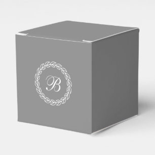 Grey Laurel Wreath with Custom Monogram Favor Box