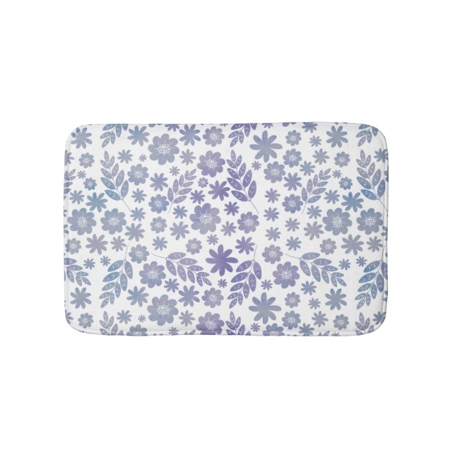 Grey & Lavender Floral Pattern Bath Mat (Front)