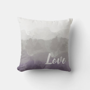 Grey Lavender Love Watercolor Throw Pillow
