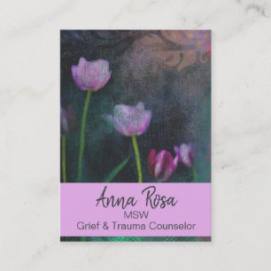 *~* Grey Lavender Pink Tulip Grunge Vintage Shabby Business Card