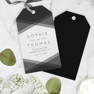 Grey Layered Geometric & Black Wedding Gift Tags