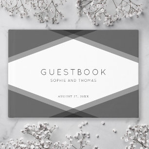 Grey Layered Geometric Modern Wedding Guest Book