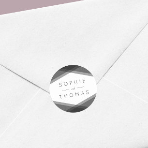 Grey Layered Geometric Wedding Classic Round Sticker