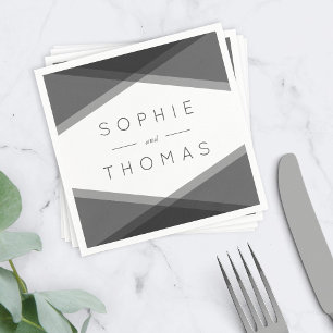 Grey Layered Geometric Wedding Napkins