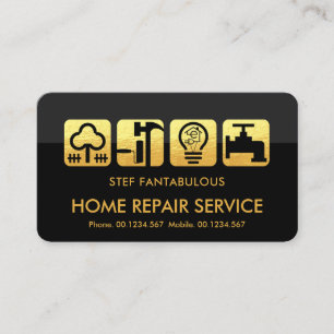 Grey Layers Gold Handyman Tools Business Card