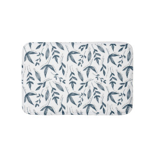 grey leaf pattern bath mat