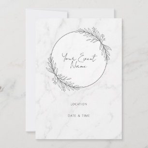Grey Leaf White Marble Invitation