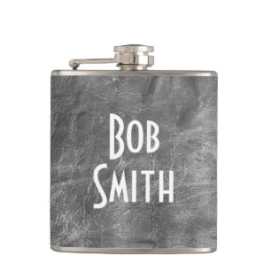Grey Leather Hip Flask