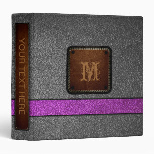 Grey Leather Look Brown Tag Binder