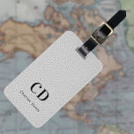 Grey leather monogram name luggage tag<br><div class="desc">Grey faux leather print as background. Personalize and add your monogram letters and full name on the front. Your contact information on the back.  Black text.</div>