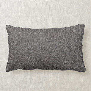 Grey Leather Texture Lumbar Pillow