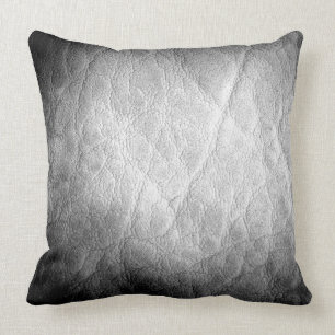 Grey Leather Throw Pillow