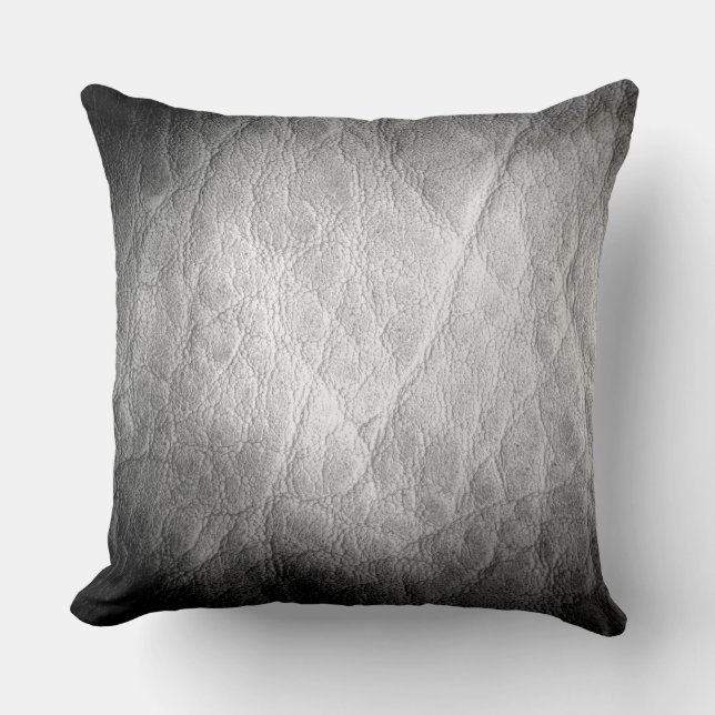 Grey Leather Throw Pillow (Front)