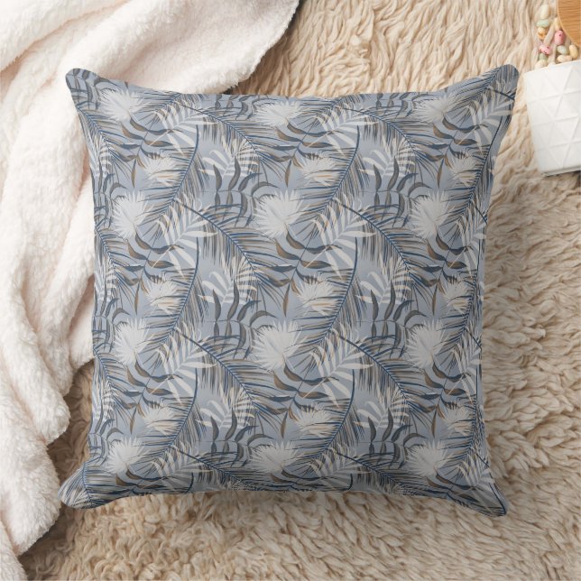 Grey Leaves  Throw Pillow (Blanket)