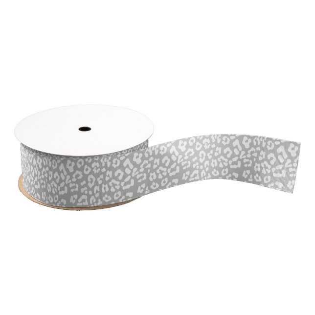 Grey Leopard Cheetah Print Grosgrain Ribbon (Spool)