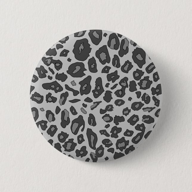 Grey leopard print 2 inch round button (Front)