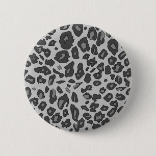 Grey leopard print 2 inch round button