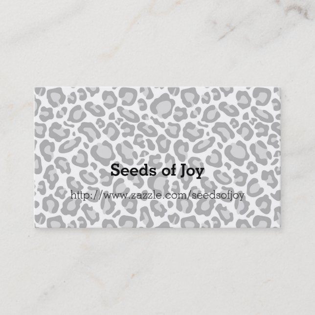 Grey Leopard Print Business Card (Front)