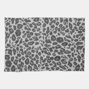 Grey leopard print kitchen towel