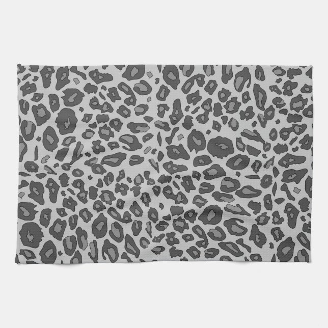 Grey leopard print kitchen towel (Horizontal)