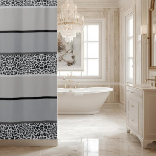 Grey Leopard Print Ombre Striped