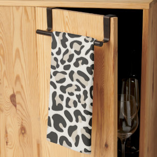 Grey Leopard Print Retro Kitchen Towels Towel