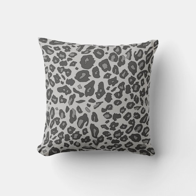Grey leopard print throw pillow (Front)