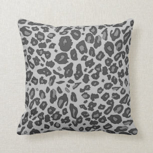 Grey leopard print throw pillow