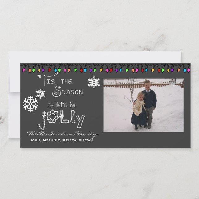 Grey Let's Be Jolly Christmas Holiday Photo Card (Front)