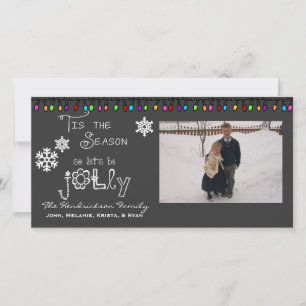 Grey Let's Be Jolly Christmas Holiday Photo Card