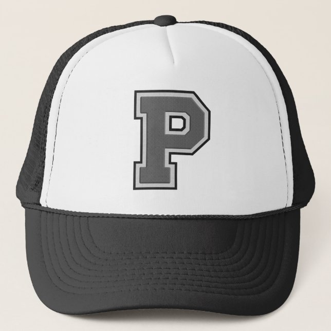 Grey Letter P Trucker Hat (Front)