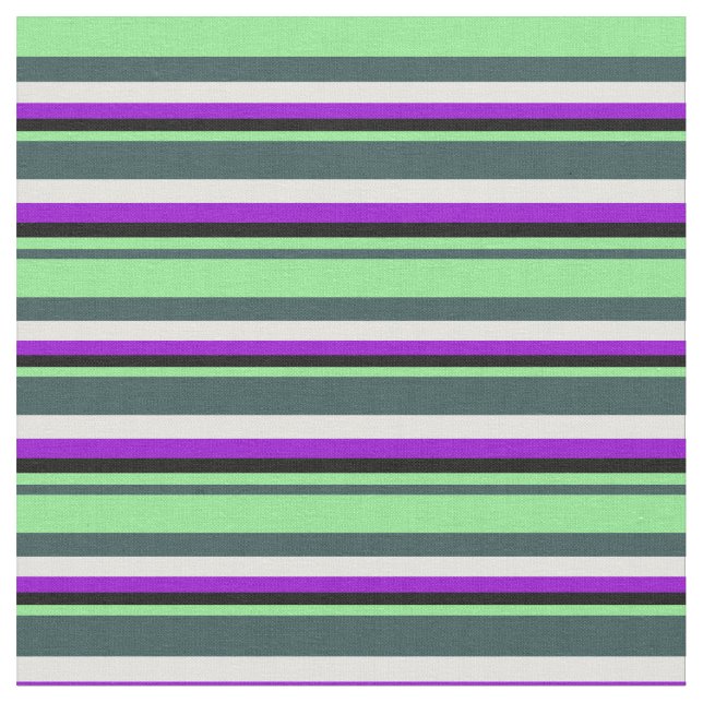 Grey, Light Green, Black, Dark Violet & Light Cyan Fabric (Close Up)