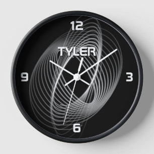 Grey Light Spiral, Name in White Clock