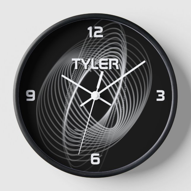 Grey Light Spiral, Name in White Clock (Front)