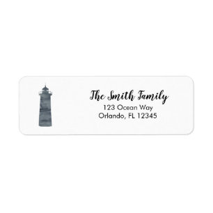 Grey Lighthouse Watercolor Painting Return Address