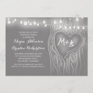 Grey lights tree romantic rehearsal dinner invitation