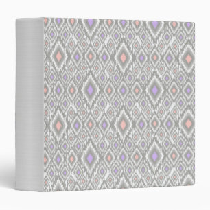 Grey, lilac, coral, diamonds on a white binder