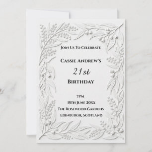 Grey Line Art Milestone Birthday Invitation