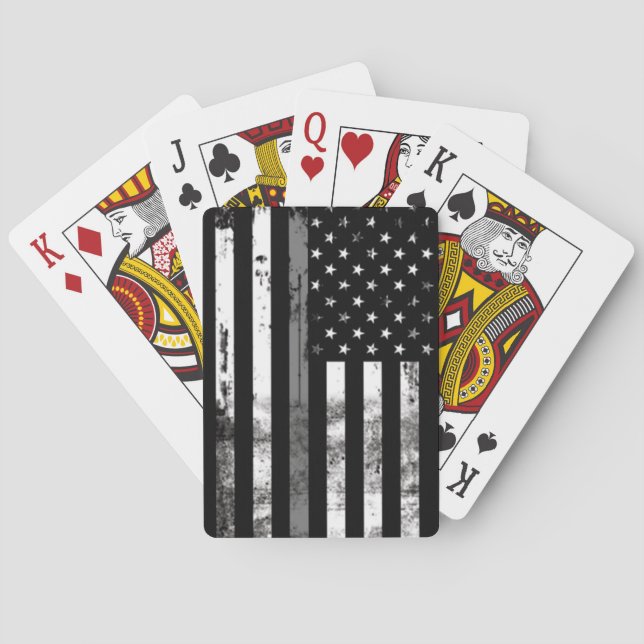 Grey Line Flag Correctional Officer Playing Cards (Back)