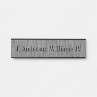 Grey Lined Name Plate Desk Door Wall Cubical Sign