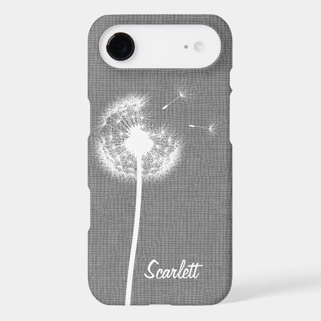 Grey Linen Dandelion Monogrammed iPhone 6/6s Plus Case-Mate iPhone Case (Back)