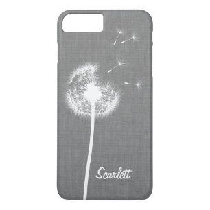 Grey Linen Dandelion Monogrammed iPhone 7 Plus Case-Mate iPhone Case