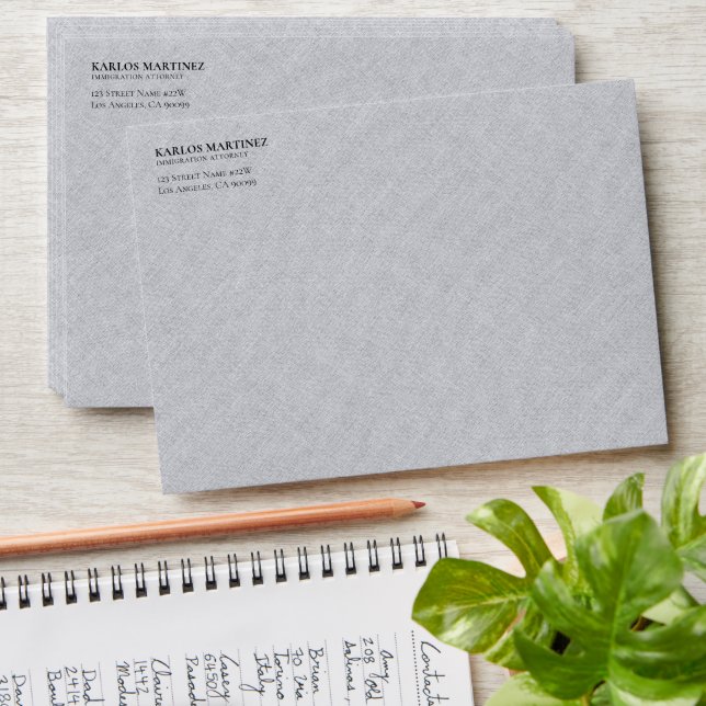 Grey Linen Immigration Attorney Envelope (Stacked)