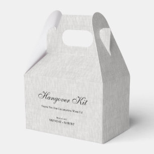 Grey linen Simple Script Hangover Recovery Kit Favor Box