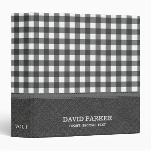 Grey Linen Texture and Plaid Binder